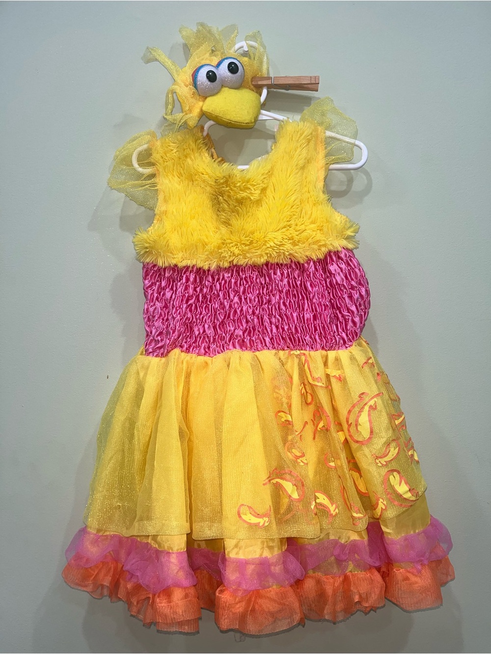 Girls Sesame Street Big Bird Halloween Costume Dress Size 2-4